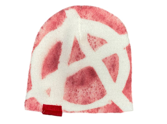 “A for ART” skull cap with spray painted Anarchy logo on front and back